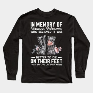 Women Veteran Memory T Shirt, Veteran Shirts, Gifts Ideas For Veteran Day Long Sleeve T-Shirt